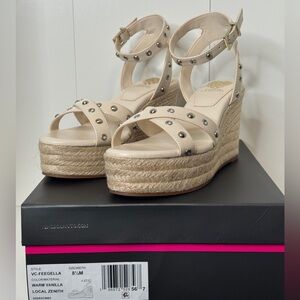 Vince Camuto Beige Studded Wedge‎ Sandals